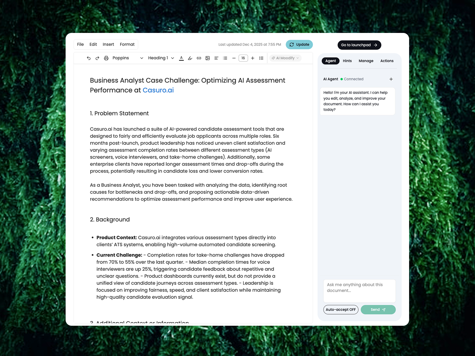 Build and send problem statement