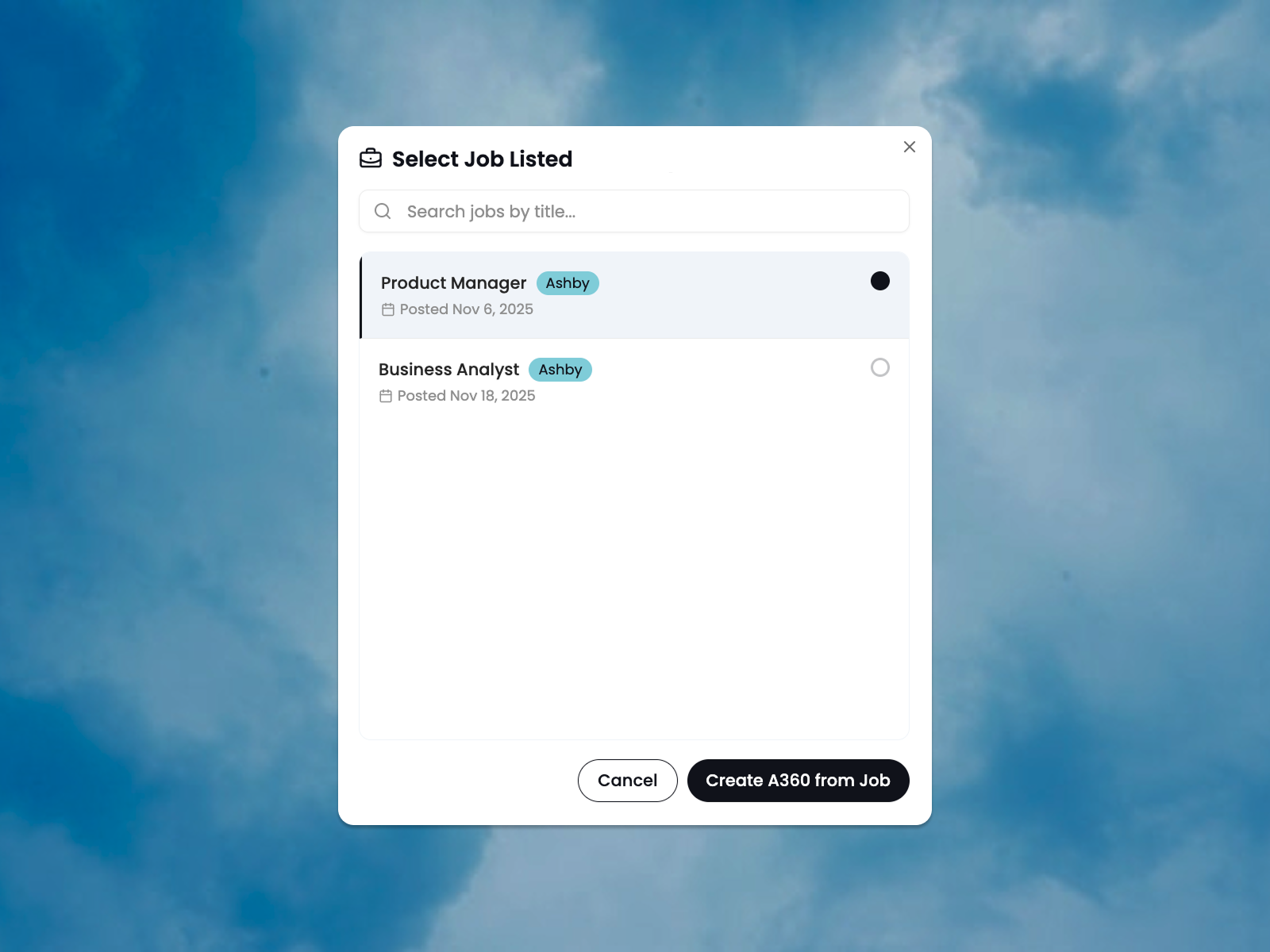 Select Job Role from ATS